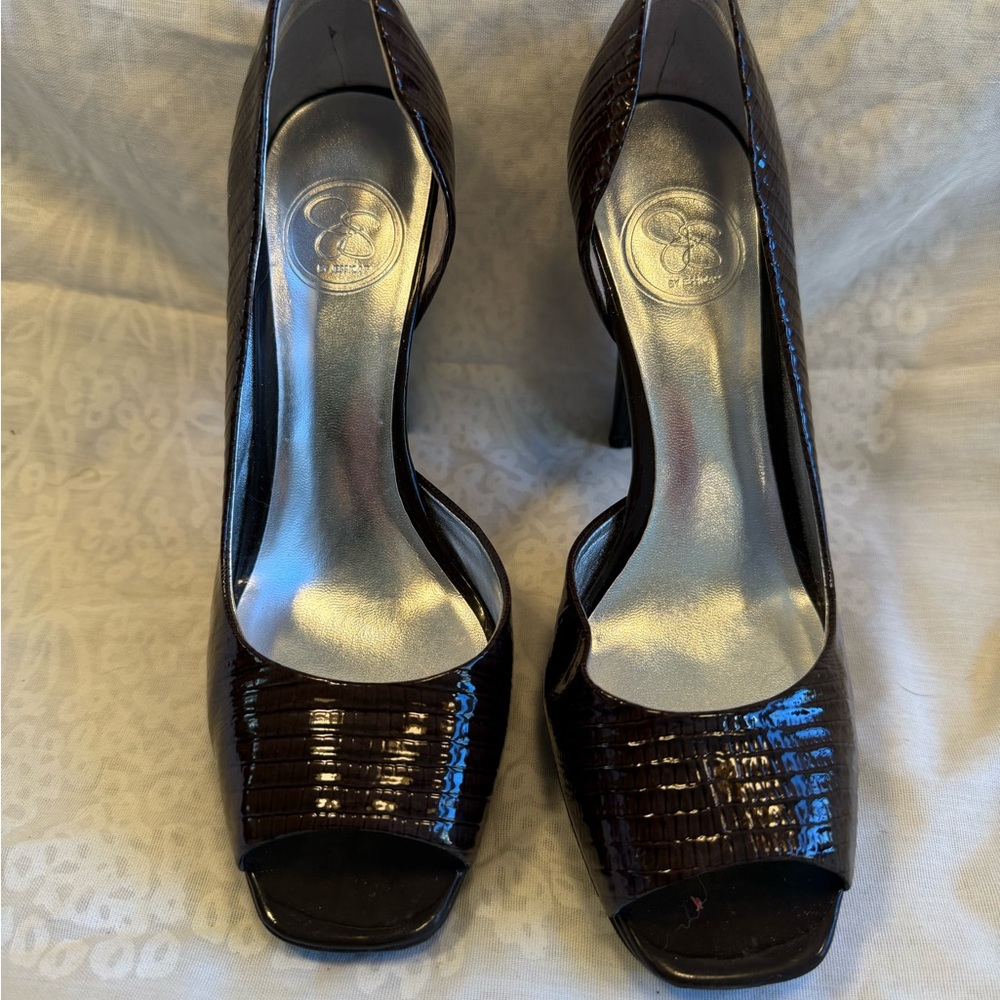 Jessica Simpson Dark Brown Peep-Toe Heels
